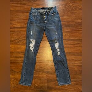 Judy Blue Dark Blue Distressed Skinny Jeans